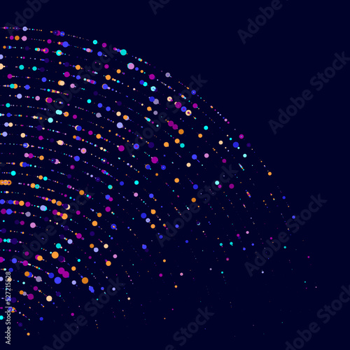 Abstractly arranged dots on blue background.