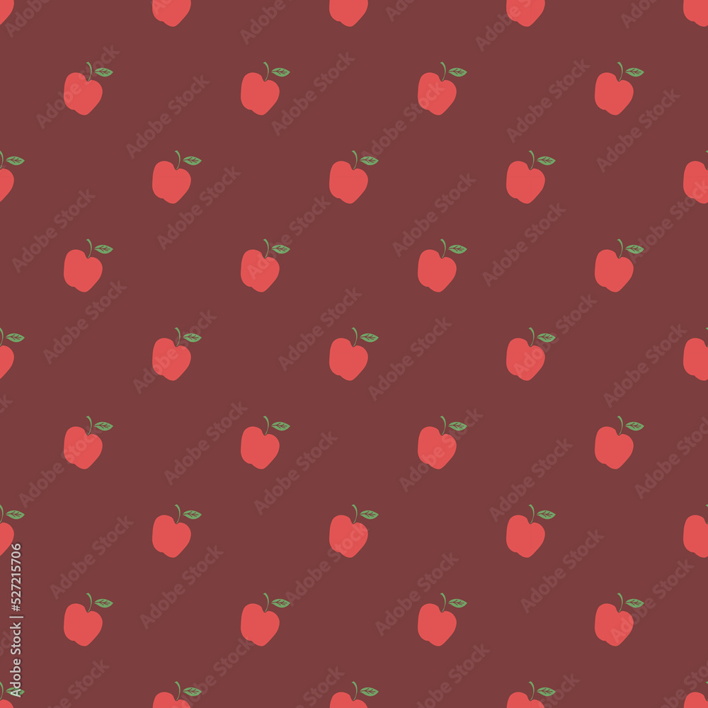 Seamless apple pattern. Colored seamless doodle pattern with red apples