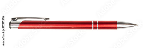 red ballpoint pen on a white background photo