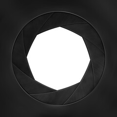 photography lens shutter circular frame on transparent background