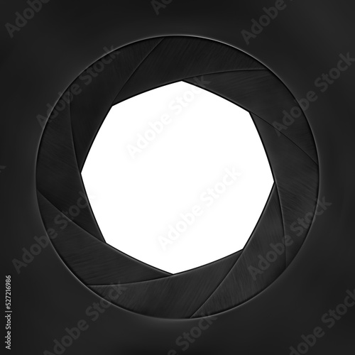 photography lens shutter circular frame on transparent background