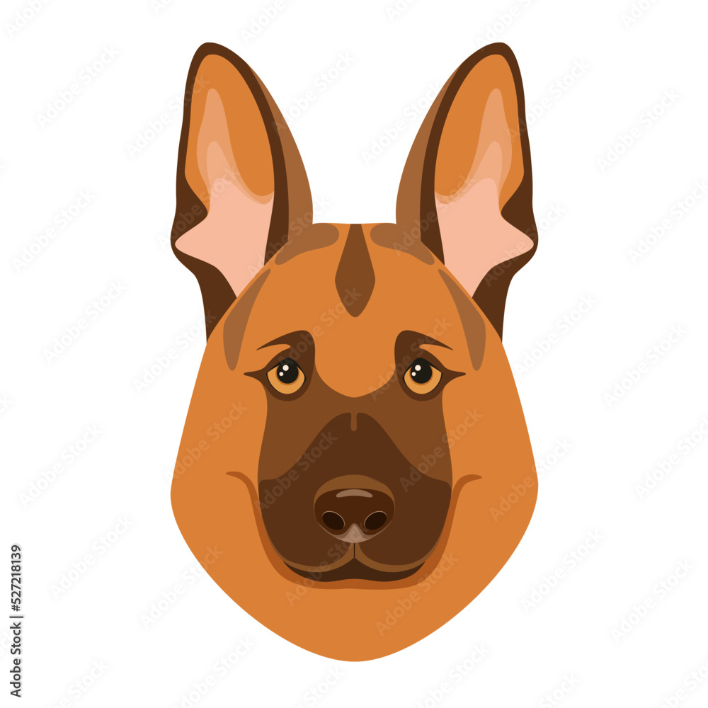 The head of a German Shepherd on a white background. Dog. Cartoon design.
The head of a German Shepherd on a white background. Dog. Cartoon design.