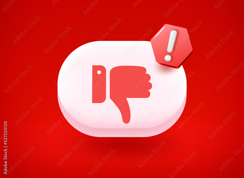 White button with diagree sign. 3d vector illustration White button with diagree sign. 3d vector illustration