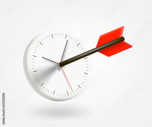 In time concept with arrow and clock. 3d vector isolated icon