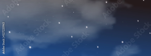 Night sky with clouds and many stars