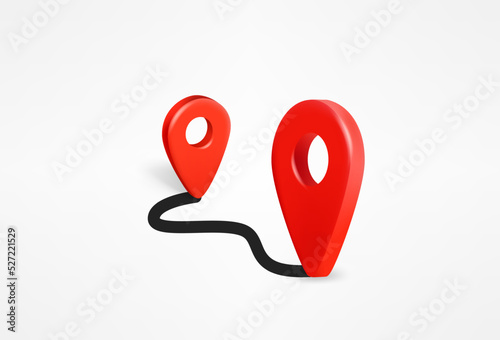 Way concept with map pins. 3d vector illustration