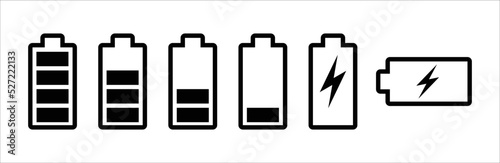 Battery icon set. battery charge level. battery Charging icon. vector illustration. symbol