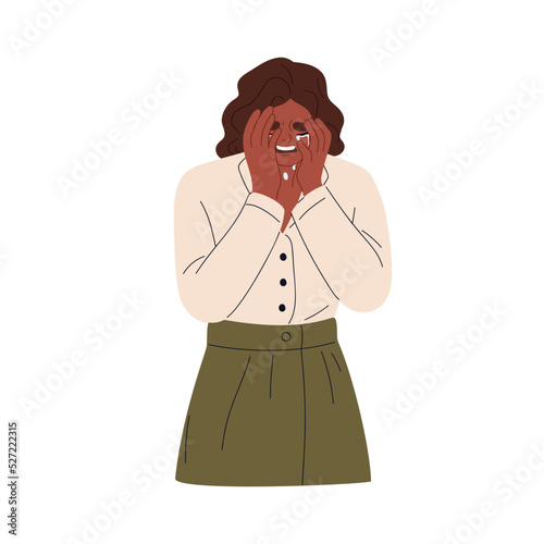 Crying woman in despair, grief, sorrow. Sobbing, weeping girl in tears. Upset...