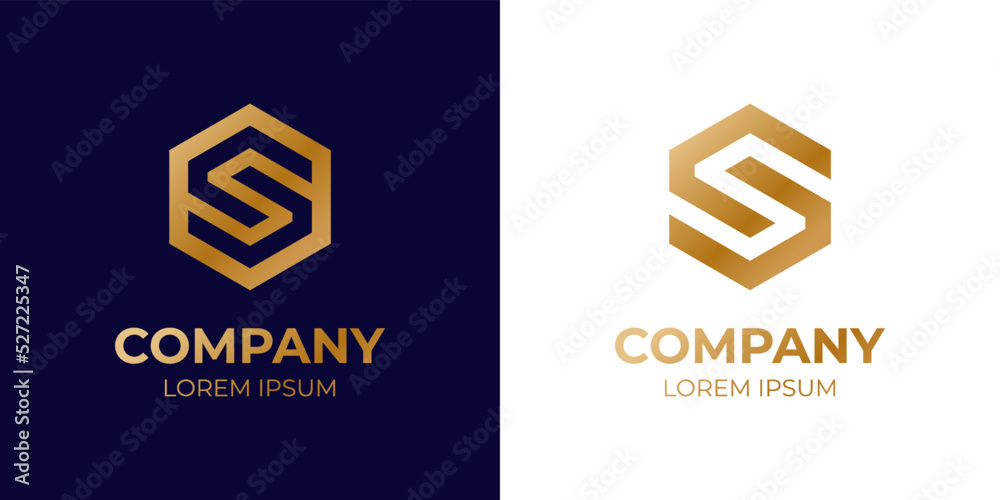 abstract geometric Letter C S logo with hexagon icon design vector elements - obrazy, fototapety, plakaty 