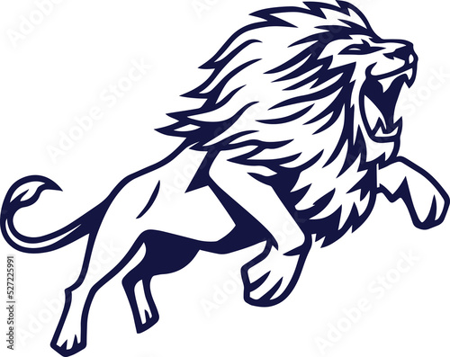 Angry Lion Jump Logo Mascot Design Illustration