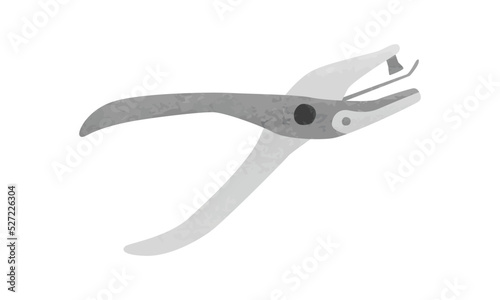 Hole puncher clipart. Simple paper hole puncher watercolor style vector illustration isolated on white background. Office silver metal hole puncher cartoon hand drawn doodle style. Office supplies