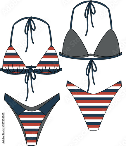 nautical swimwear, bikini set of stripe design