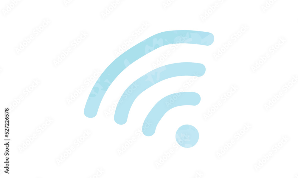 Colored wifi signal symbol clipart. Simple wifi wave watercolor style vector illustration isolated on white background. Wifi signal icon cartoon hand drawn doodle style. Office supplies drawing