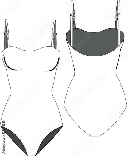 set of bikini, metal accessory and lacing details strapless swimwear
