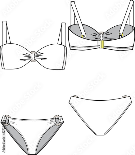 set of bra,  claps detail, strapless bikini top