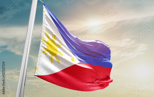 Philippines national flag cloth fabric waving - Image