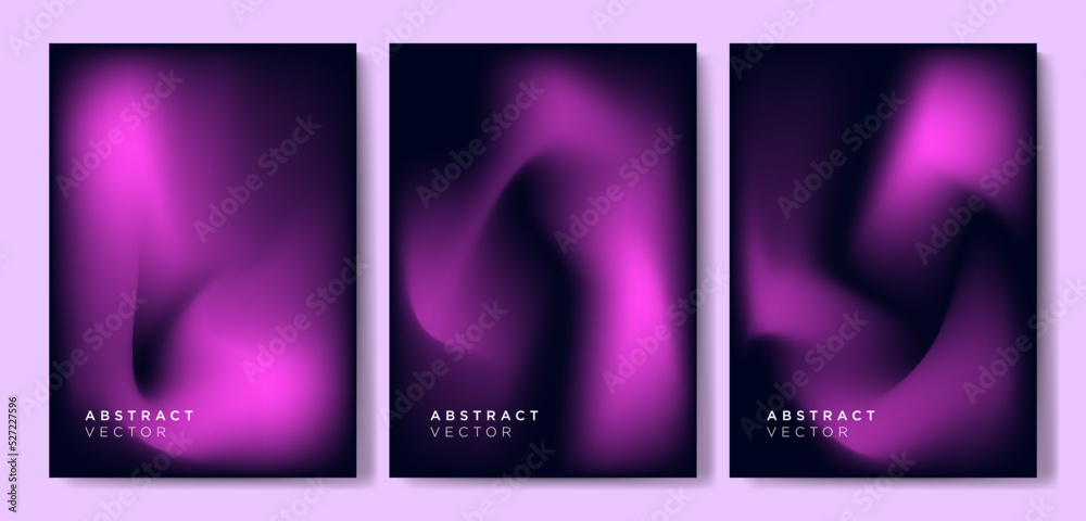 Minimalist purple gradient cover backgrounds vector set with modern liquid color. Modern wallpaper design for presentation, posters, cover, website and banner