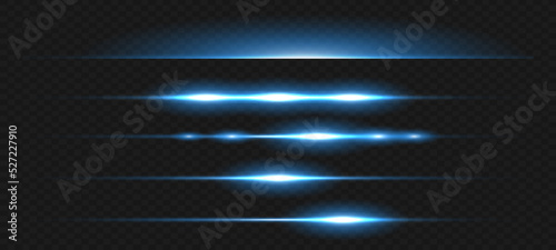 Vector illustration in blue color. Set of light effects. Glare and flash. Bright beams of light. Glowing lines. Vector illustration.Dust. Christmas Flash.