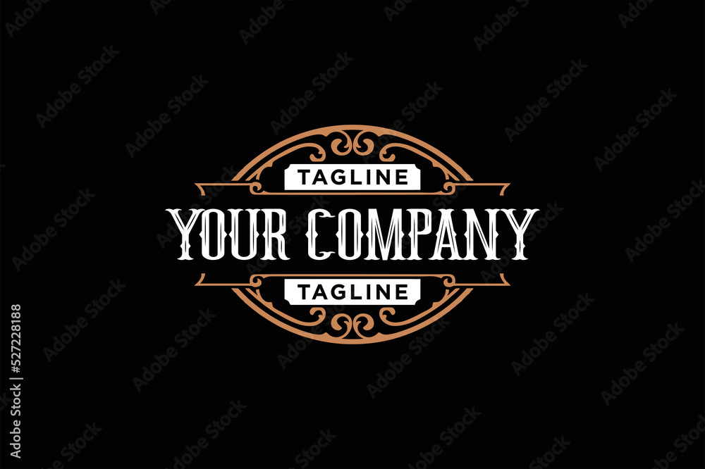 Fototapeta premium Retro vintage logo with floral ornaments