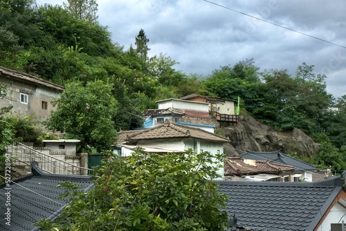 South korean old houses on the hill