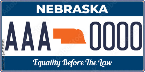 Vehicle license plates marking in Nebraska in United States of America, Car plates. Vehicle license numbers of different American states.Vintage print for tee shirt graphics, sticker and poster design