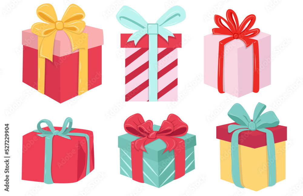 Set of gift boxes. Christmas gift. Birthday box. Set of gift boxes. Christmas gift. Birthday box.