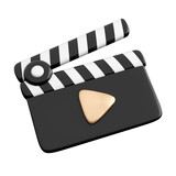 3d movie clapper board. Social media network and film making concept. High quality isolated 3d render