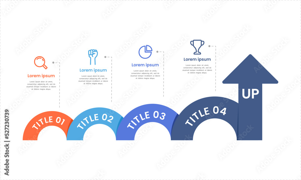 Infographic growth report template 4 steps curve style Stock Vector ...