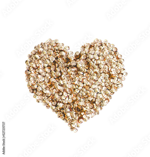 Golden sequin heart in png