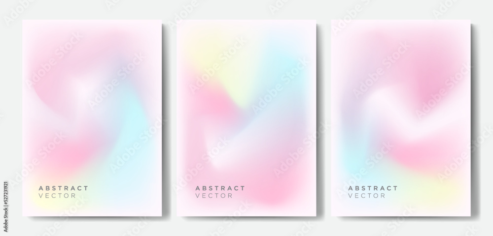 Fluid gradient cover backgrounds vector set with modern abstract blurred light color Modern wallpaper design for presentation, posters, cover, website and banner