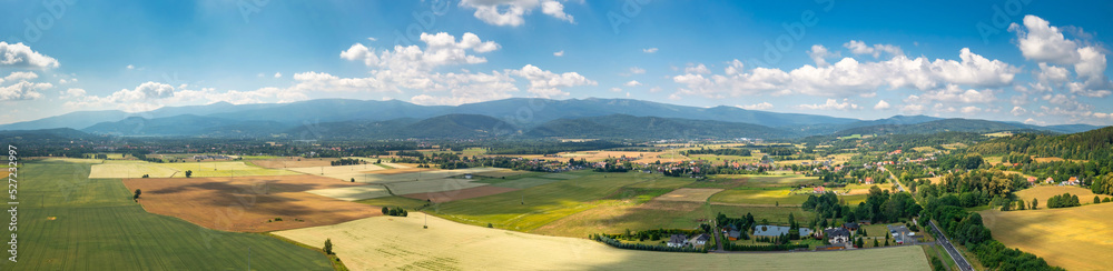 Panorama of the Giant Mountains on a sunny summer day. Poland