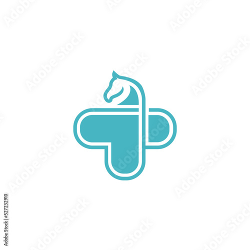 medical cross with horse stallion knight equestrian logo