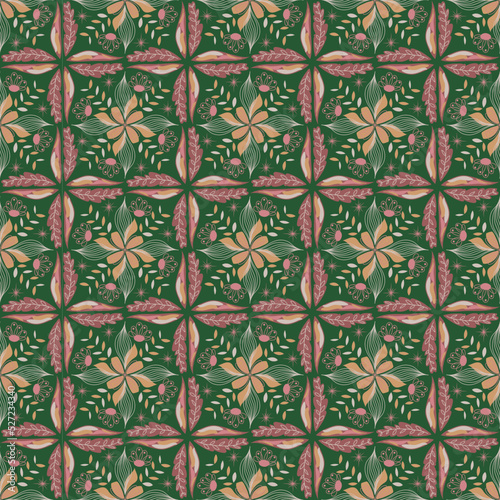 Leaves Seamless Pattern Background Garden Nature Plant Art Traditional Ornament 