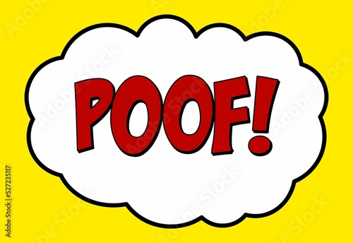 Comic book thought bubble poof red on yellow