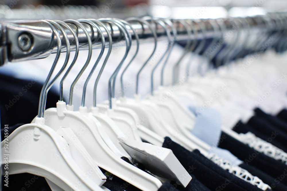 School clothes hanging in the mall on hangers School clothes hanging in the mall on hangers