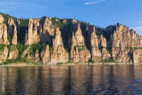 View of the Lena Pillars from the river photo