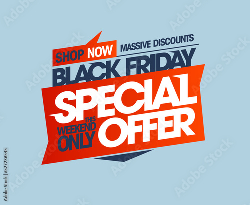 Black friday sale special offer, massive discounts weekend only vector web banner