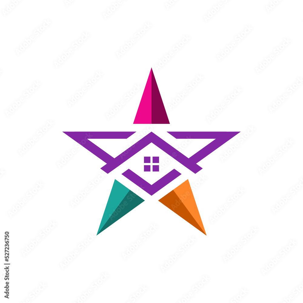 Home Combination With Star,Minimalist Elegant Logo Design Editable Home Combination With Star,Minimalist Elegant Logo Design Editable