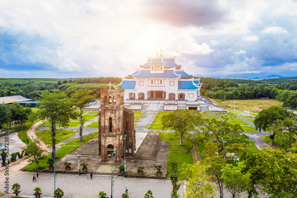 Aerial view of church at La Vang Holy Sanctuary, It is the site of the