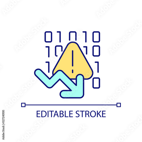 Code errors RGB color icon. Software development and engineering. Debugging. Programming. Isolated vector illustration. Simple filled line drawing. Editable stroke. Arial font used