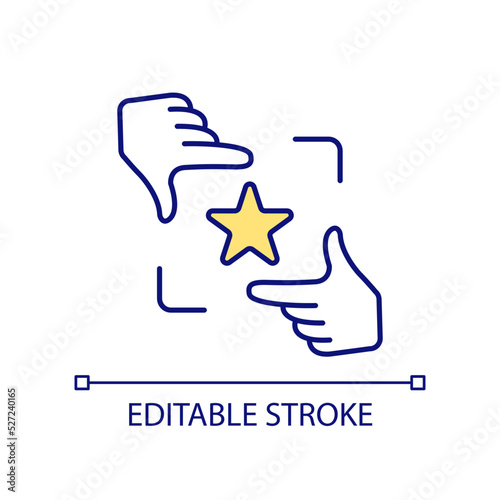 Focusing on important content RGB color icon. Selected information and data. Prioritized content. Isolated vector illustration. Simple filled line drawing. Editable stroke. Arial font used