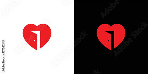 Unique and sweet heart door logo design