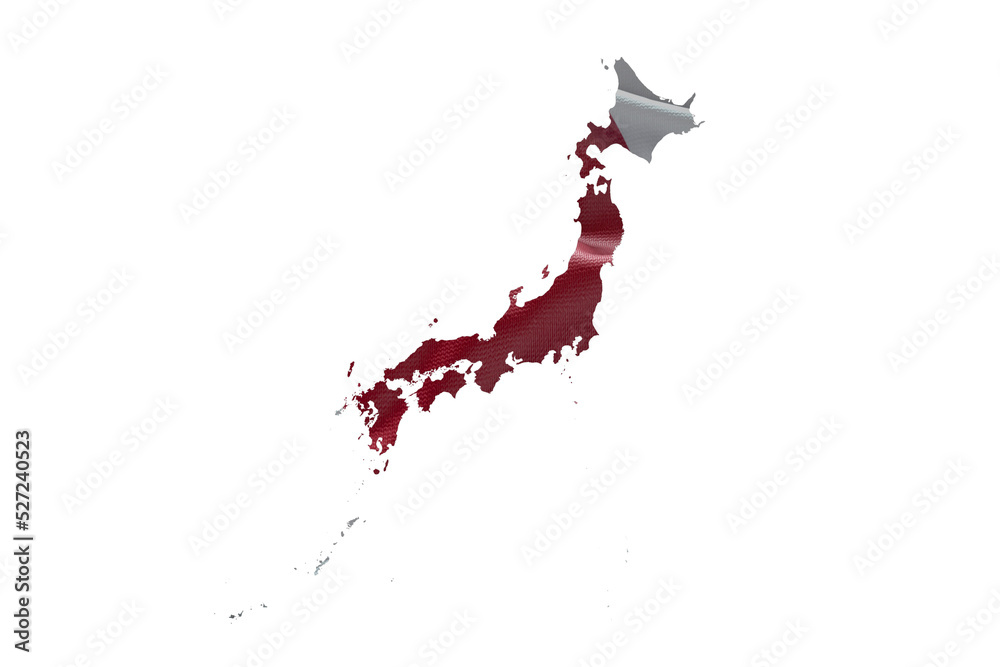 Japan map outline icon. PNG alpha channel. Country with national flag