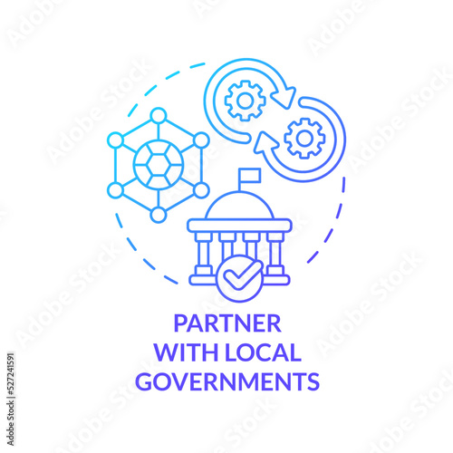 Partner with local governments blue gradient concept icon. Role of school leader in mental health abstract idea thin line illustration. Isolated outline drawing. Myriad Pro-Bold font used