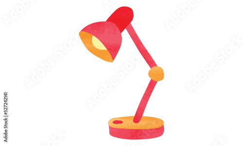 Desk lamp watercolor vector illustration isolated on white background. Desk lamp clipart cartoon style. Watercolor table lamp