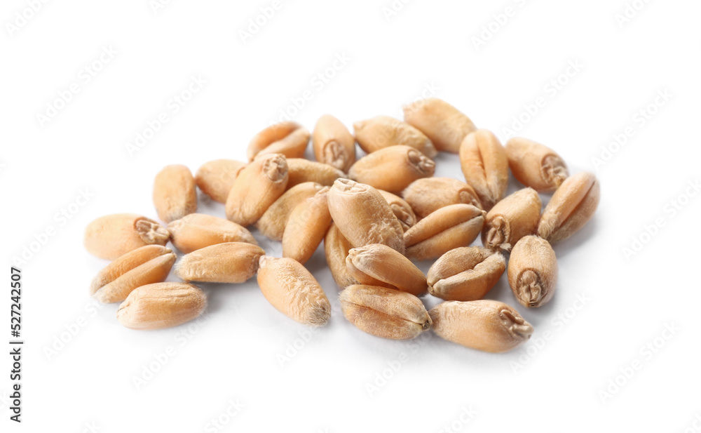 Pile of wheat grains on white background Pile of wheat grains on white background