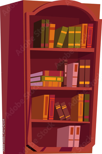 Wooden bookcase with books