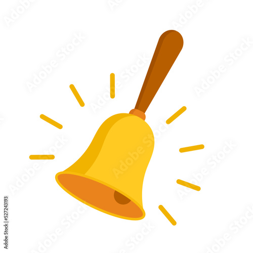 ringing hand bell flat icon vector illustration isolated on white background