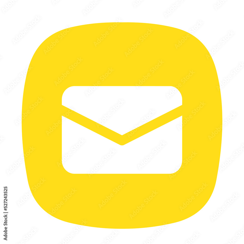 Envelope icon on a yellow background. Envelope icon on a yellow background.