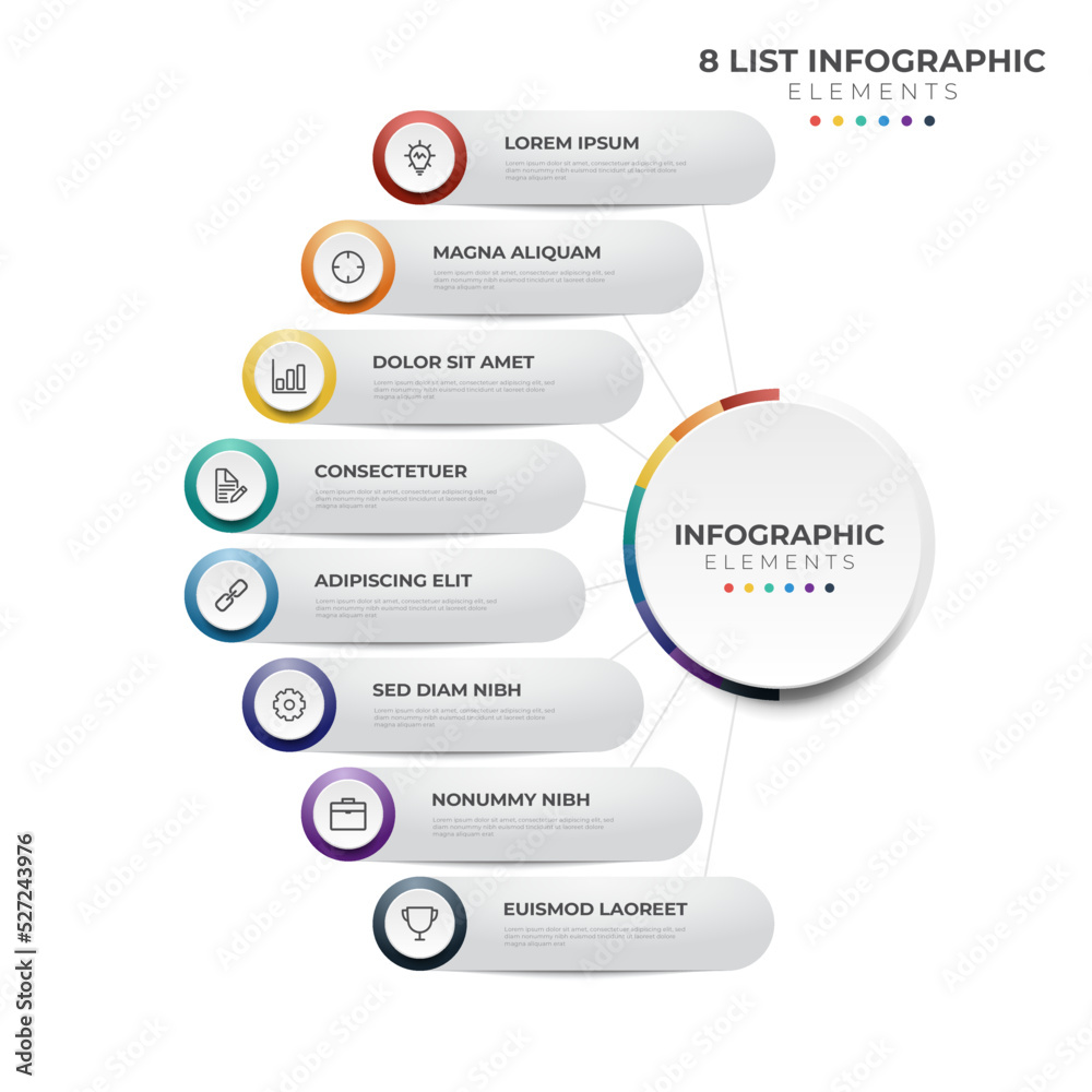 8 points of steps, circular list diagram , infographic element layout template vector with icons 8 points of steps, circular list diagram , infographic element layout template vector with icons
